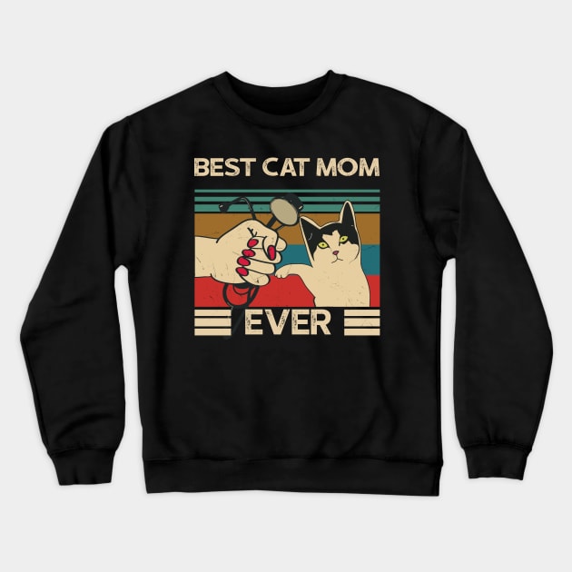 Vintage Best Cat Mom Ever CNA Nurse Mothers Gift Crewneck Sweatshirt by KiraT